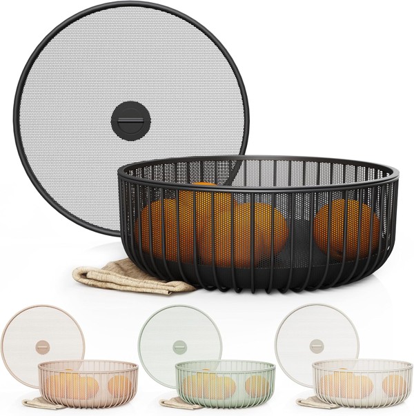 Fruteira de Mesa com Tampa Tela Mesh