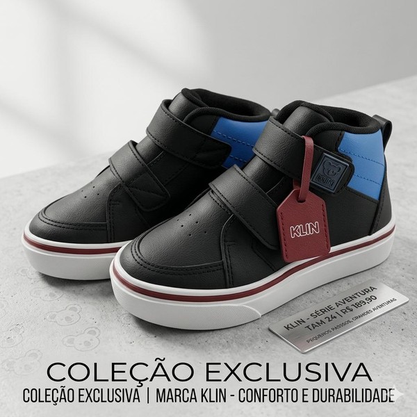 260068 TENIS FREESTYLE MINI PRETO/CIANO/VERMELHO KLIN