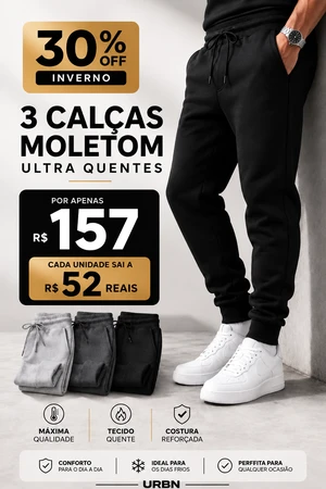 Kit 3 Calças Moletom Masculina