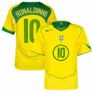 Camisa Seleção Brazil 2004/05 Ronaldinho 10 Modelo Retrô 