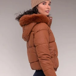 Doudoune Detalhe em Pelos Lauden Preto Velour