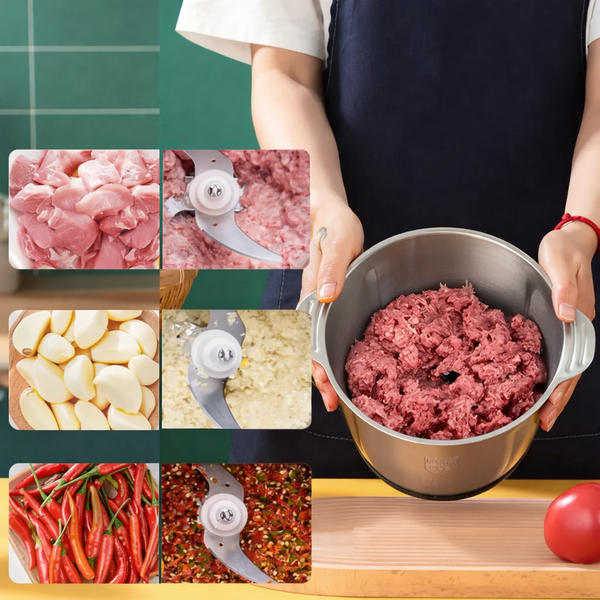 Picador De Alimentos Moedor De Carne Mixer Elétrica Processador Cozinha Casa Alho - 110v-220v