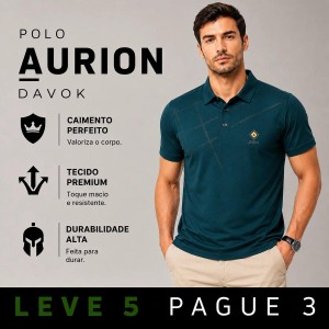 [LEVE 5 PAGUE 3] Polo Masculina Aurion em Seda Gelo e Elastano Premium (Visual de Quem Lidera)