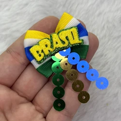 Laço Lantejoula Brasil  - Copa  - 8 unid