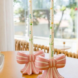 Vela Cônica Branca Floral Pintada - 26cm