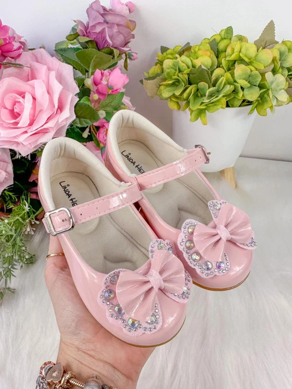 Sapatilha Flor Di MIla - Rosa Lacinho Strass