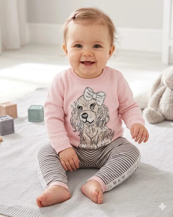 CONJUNTO BEBE TRICOT CACHORRO LISTRADO PMINI PITUCHINHUS - 21041
