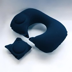 Travesseiro Almofada de Pescoço Inflável e Portátil - AZUL ESCURO