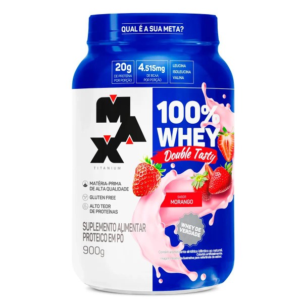 100% WHEY PROTEIN - MAX TITANIUM - POTE 900G - DOUBLE TASTY