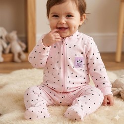 68056  MACACÃO LONGO PANDA CORAÇÕES ROSA PINGO LELE