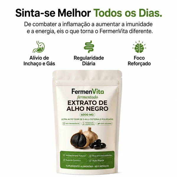 Fermenvita® Alho Negro Fermentado 6.000mg | Desincha, Regula e Fortalece a Imunidade