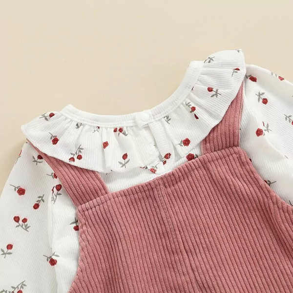 Conjunto Jardineira Salopete Babado Verão
