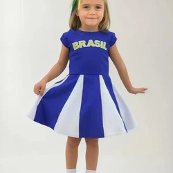 Vestido De Menina Brasil Azul E Branco - Copa