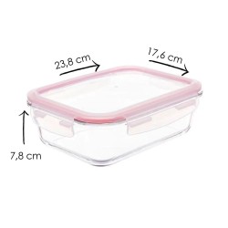 Kit com 3 Potes de Vidro Herméticos Retangulares 1,5L Invicta