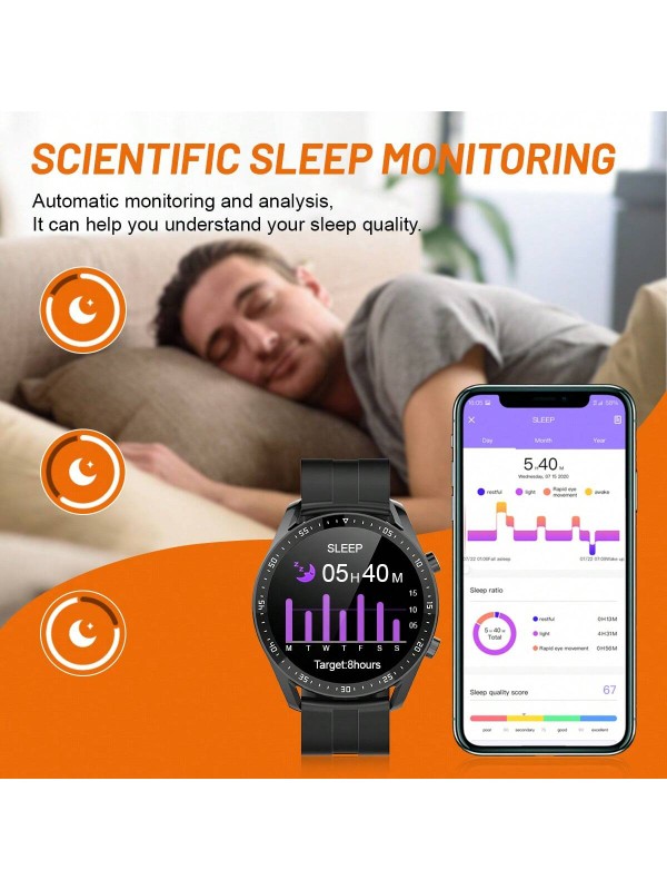 1 peça Relógio Inteligente Esportivo Touch Screen Completo de 1,53 polegadas para Homens e Mulheres, com funções de Chamada/Atendimento, Podômetro, Controle de Calorias, Múltiplos Modos Esportivos, Alarme, Alerta de Notificação, Compatível com Android e i