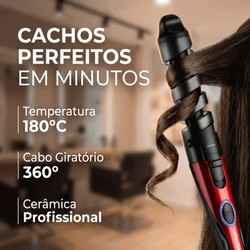 Modelador de Cachos Spiral Infinity, Vermelho/Preto, Bivolt - EM-05