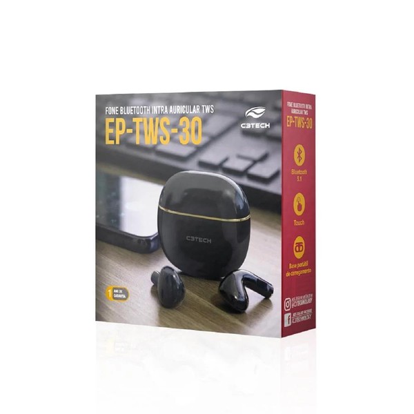 Fone de Ouvido C3Tech Preto - EP-TWS-30BK