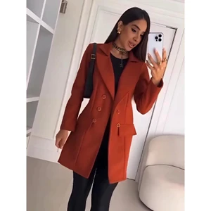 Casaco sobretudo feminino em tecido lã batida moda de inverno