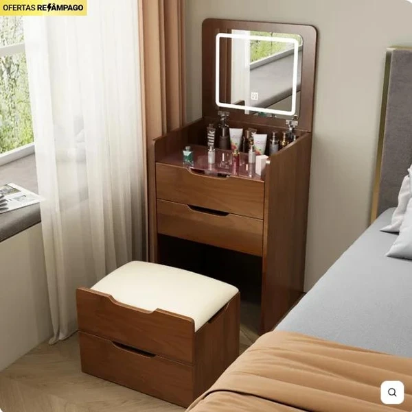 Penteadeira Smart com 3 Gavetas + Banco de Brinde – Elegância e Organização