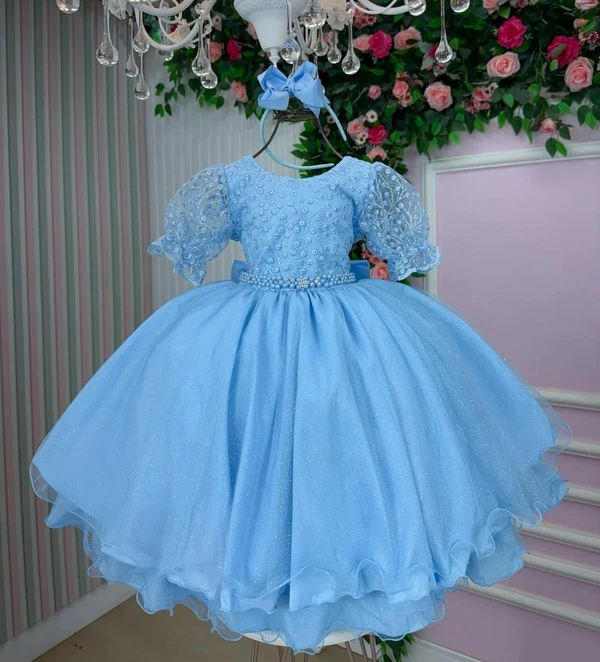 Vestido Luxo Inspiração Cinderela - Laize Bordado Azul