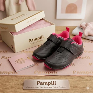 TÊNIS INFANTIL ESCOLAR PAMPILI HONEY VOLTA ÀS AULAS PRETO E PINK - 169186
