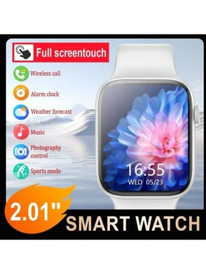Relógio Inteligente de Silicone Unissex, com Suporte para Chamadas de Telefone, Podômetro, Contagem de Calorias, Alarme, Lembretes de Chamada/Mensagem, Tela Sensível ao Toque Full 2,01, Compatível com Android e iOS, Presente d