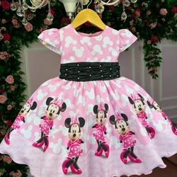 Vestido Temático Estampado - Minnie - Rosa C/Preto 