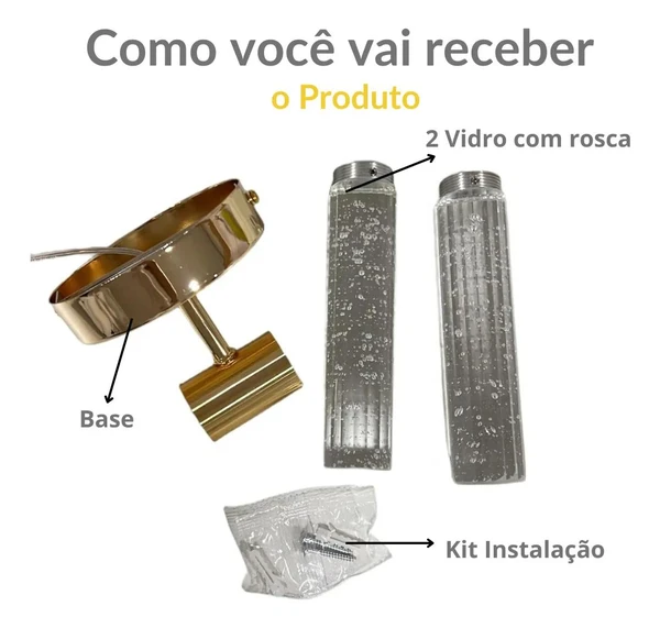 Luminária Arandela Dourada Cristal