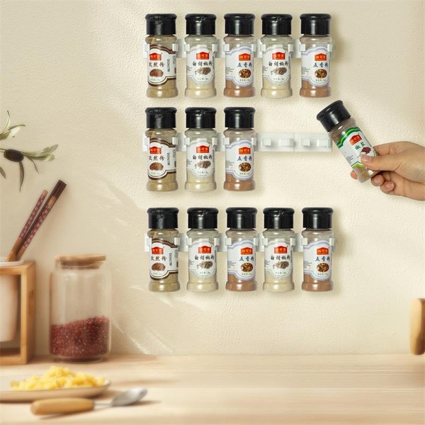 2 pcs/Set Branco Cozinha Armazenamento Rack Tempero Jar Armazenamento Rack Simples Garrafa Clipe Quatro Cinco Buraco