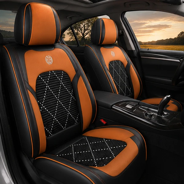 Kit Completo de Capas para Banco de Carro Evurion em Couro Legítimo Universal 5 Lugares Com Airbag + Tapetes e Capa de Volante