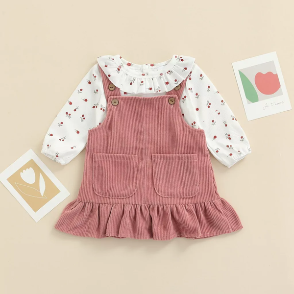 Conjunto Jardineira Salopete Babado Verão