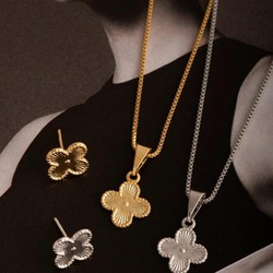 Conjunto trevo, Banho de ouro 18k