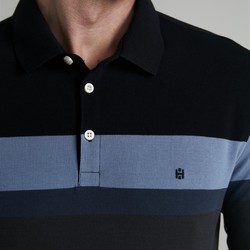 Camisa Polo Manga Longa Piquet Slim Fit - Preto-Cinza Chumbo