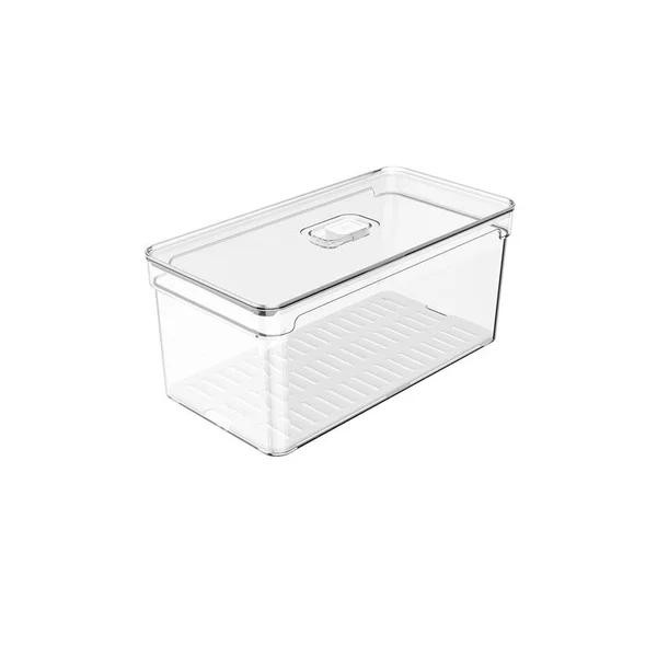 Organizador De Geladeira Com Tampa Clear Fresh 30x15x13cm Natural