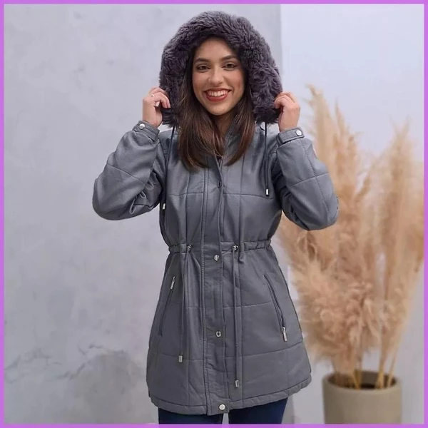 [Pague 1 Leve 2] Parka Feminina Premium Forrada com Ajuste na Cintura e Capuz Removível
