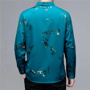 Camisa Masculina Cavallieri em Seda Gelo e Poliéster Manga Longa
