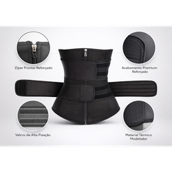 Cinta Modeladora Abdominal com Zíper e Velcro de Alta Compressão