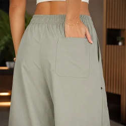 [LEVE 3 PAGUE 2] Calça Feminina Flora em Seda Gelo e Sarja (Um toque chic para o seu look!)