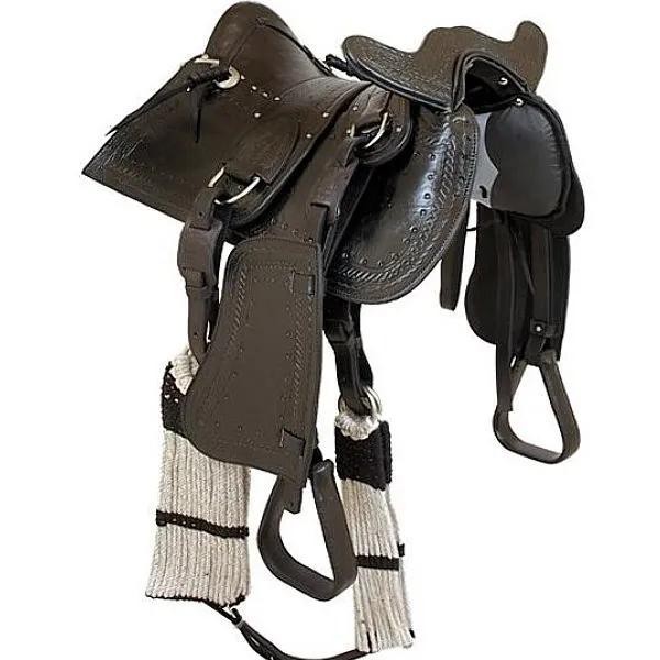 Arreio Cutiano com Cabeça Tradicional de Luxo 18 Polegadas (Preto)