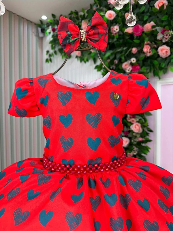 Vestido Temático - Floral Com Corações  