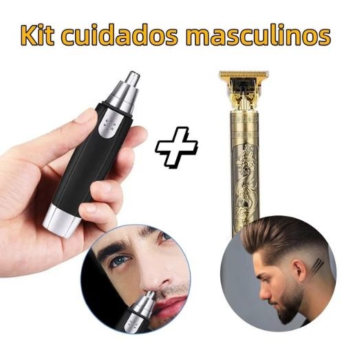 Kit Barbeiro Profissional 2 em 1 Máquina de Corte + Aparador Facial