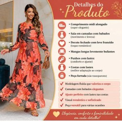 Vestido moda evangélica floral versailles