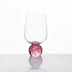 Jogo 6 Taças Base Esfera Rosa e Transparente 550ml