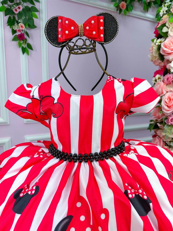 Vestido Temático Vermelho Clássico - Minnie Mouse  