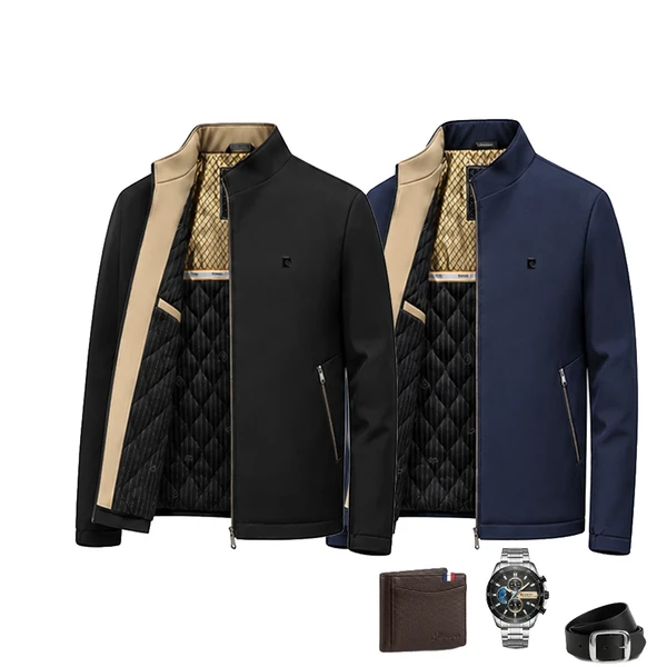 Jaqueta Masculina Soberano com Interior Forrado a Prova D’Água e Bolsos Internos +BRINDES: Relógio, Cinto e Carteira