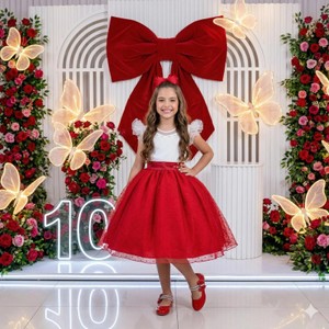 Vestido Duo Color - Vermelho C/Branco