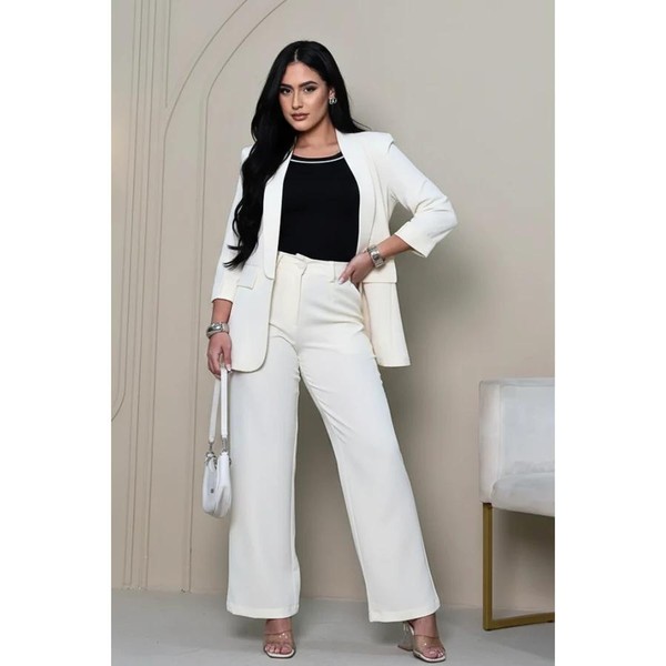 Conjunto Feminino Alfaiataria Premium – Blazer Moderno + Calça Pantalona Elegante