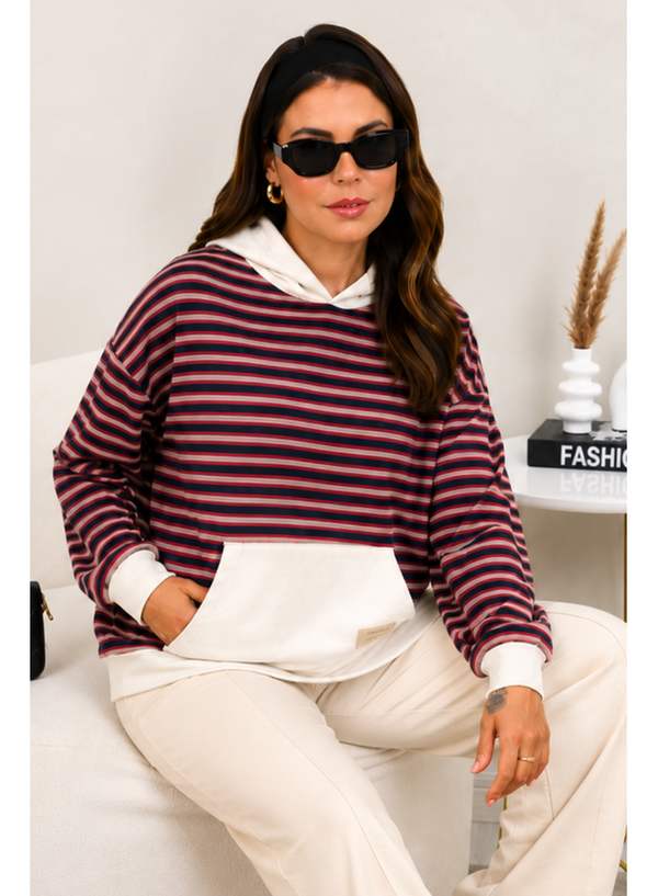 Conjunto Calça Moletom com Casaco Moletinho Listra