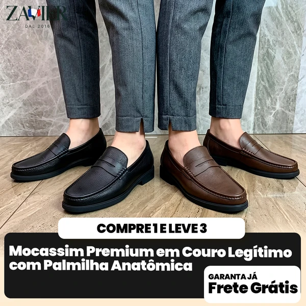 [COMPRE 1 E LEVE 2] Mocassim Premium em Couro Legítimo com Palmilha Anatômica