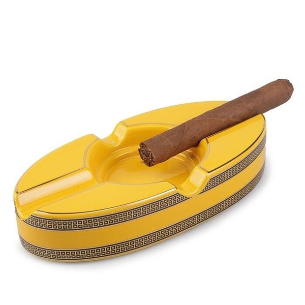 Cinzeiro de Ceramica para 2 Charutos Lakinsk - Amarelo
